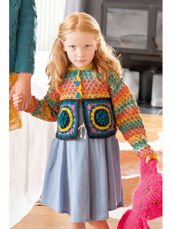 Lana Grossa ДЕТСКИЙ ЖАКЕТ С МОТИВАМИ И УЗОРОМ С ШИШЕЧКАМИ Cool Wool Big Color/Uni/Melange/ Silkhair