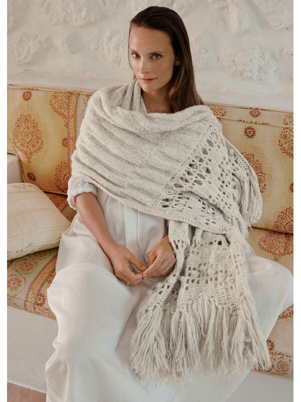Lana Grossa ПАЛАНТИН ИЗ РЕЗИНКИ С БОРДЮРАМИ, СВЯЗАННЫМИ КРЮЧКОМ Natural Alpaca Pelo