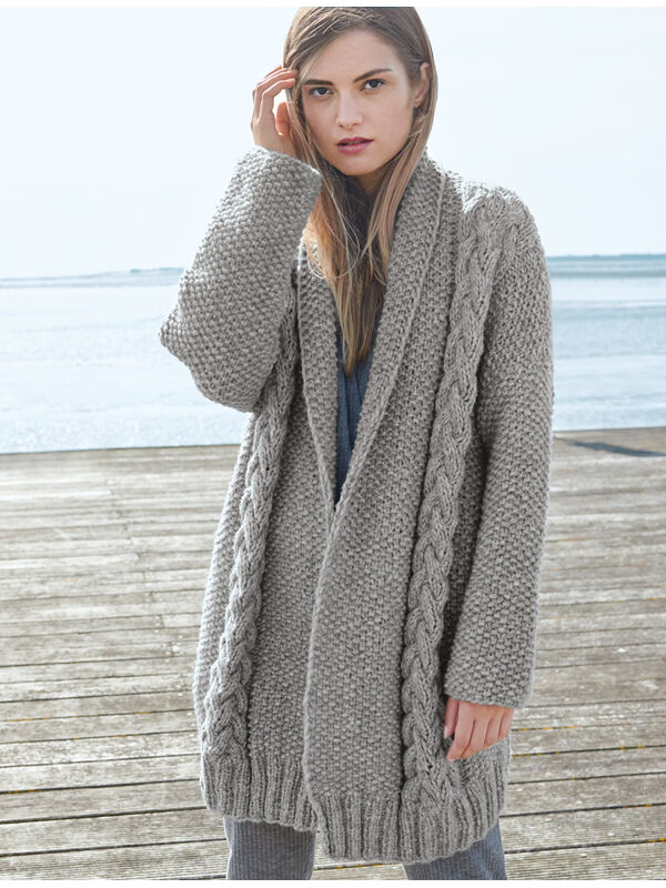 Lana Grossa ЖАКЕТ, СВЯЗАННЫЙ ЖЕМЧУЖНЫМ УЗОРОМ С ДОРОЖКАМИ ИЗ КОС Lala Berlin Lovely Cotton