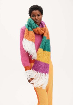 ПОЛОСАТЫЙ ШАРФ, СВЯЗАННЫЙ ЛИЦЕВОЙ ГЛАДЬЮ Royal Alpaca от Lana Grossa