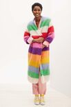 Lana Grossa ПОЛОСАТОЕ ПАЛЬТО, СВЯЗАННОЕ ЛИЦЕВОЙ ГЛАДЬЮ ШИРОКИМИ ПОЛОСАМИ Mohair Moda