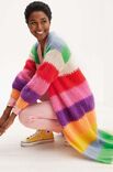 Lana Grossa ПОЛОСАТОЕ ПАЛЬТО, СВЯЗАННОЕ ЛИЦЕВОЙ ГЛАДЬЮ ШИРОКИМИ ПОЛОСАМИ Mohair Moda