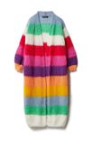 Lana Grossa ПОЛОСАТОЕ ПАЛЬТО, СВЯЗАННОЕ ЛИЦЕВОЙ ГЛАДЬЮ ШИРОКИМИ ПОЛОСАМИ Mohair Moda