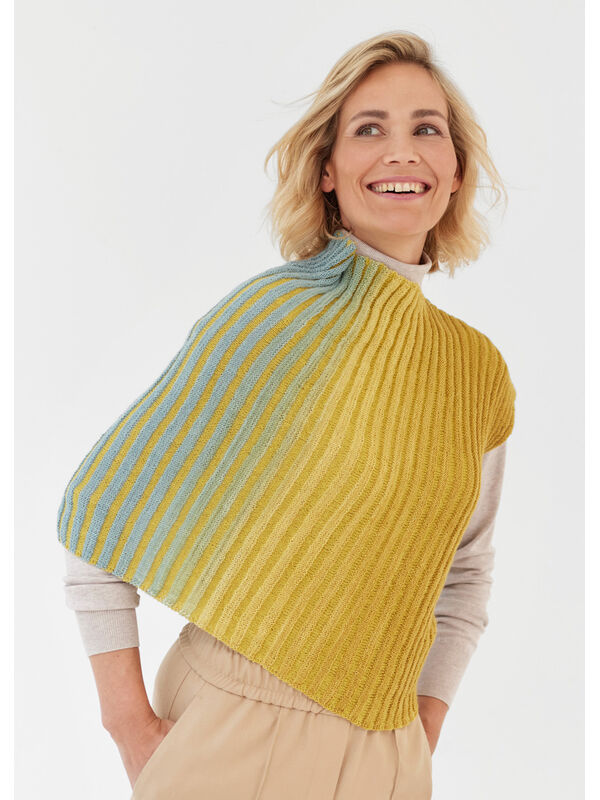 Lana Grossa ПОНЧО Cool Wool Lace hand-dyed & Cool Wool Lace