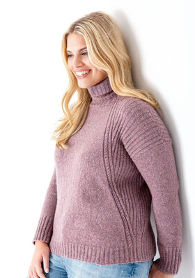 Пуловер, связанный резинкой с косами Cashmere 16 Fine от Lana Grossa