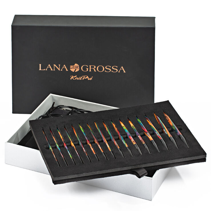 Lana Grossa Набор круговых съемных спиц, цветное дерево Multicolor