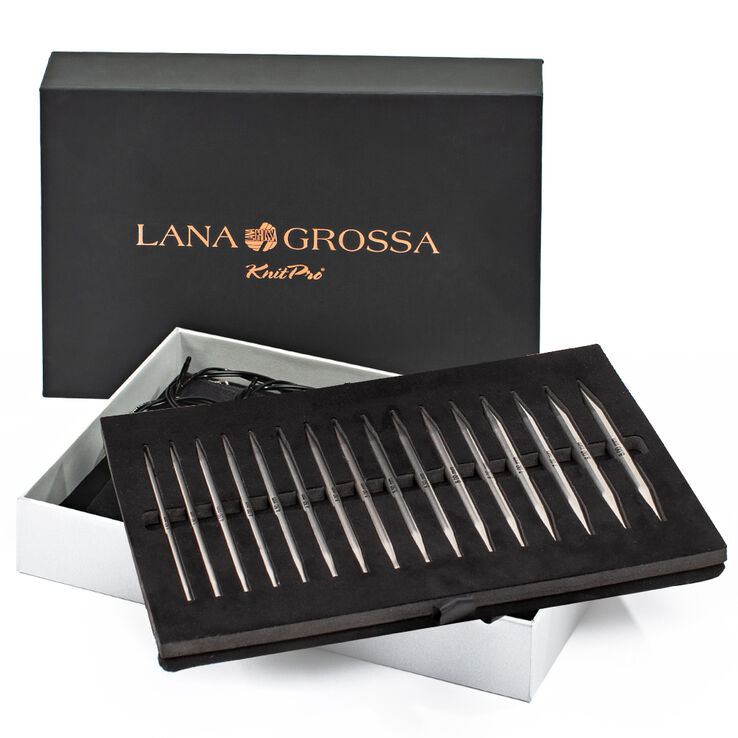 Lana Grossa Набор круговых съемных спиц из нержавеющей стали 3,5-8,0
