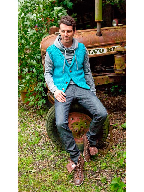 Lana Grossa Мужской жилет с закручивающимся воротником Superbingo