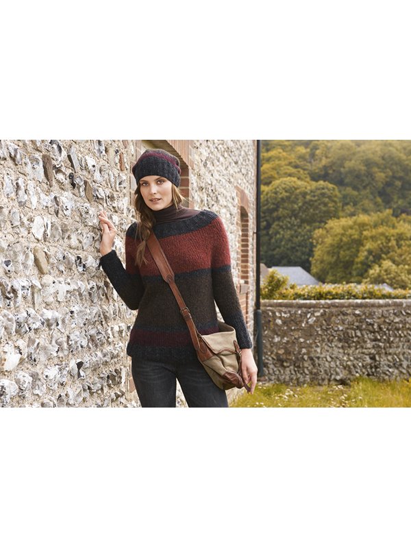 Lana Grossa ШАПКА, СВЯЗАННАЯ В ПОЛОСКУ ЛИЦЕВОЙ ГЛАДЬЮ Garzato Fleece