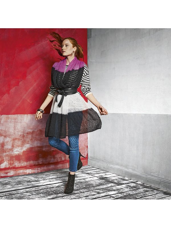 Lana Grossa Палантин с широкими полосами Silkhair