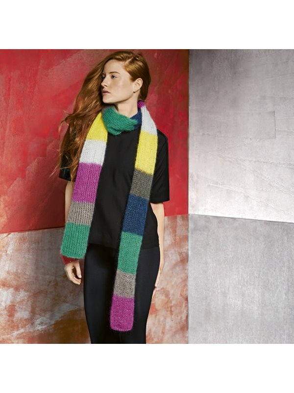 Lana Grossa Полосатый шарф, выполненный лицевой гладью Silkhair