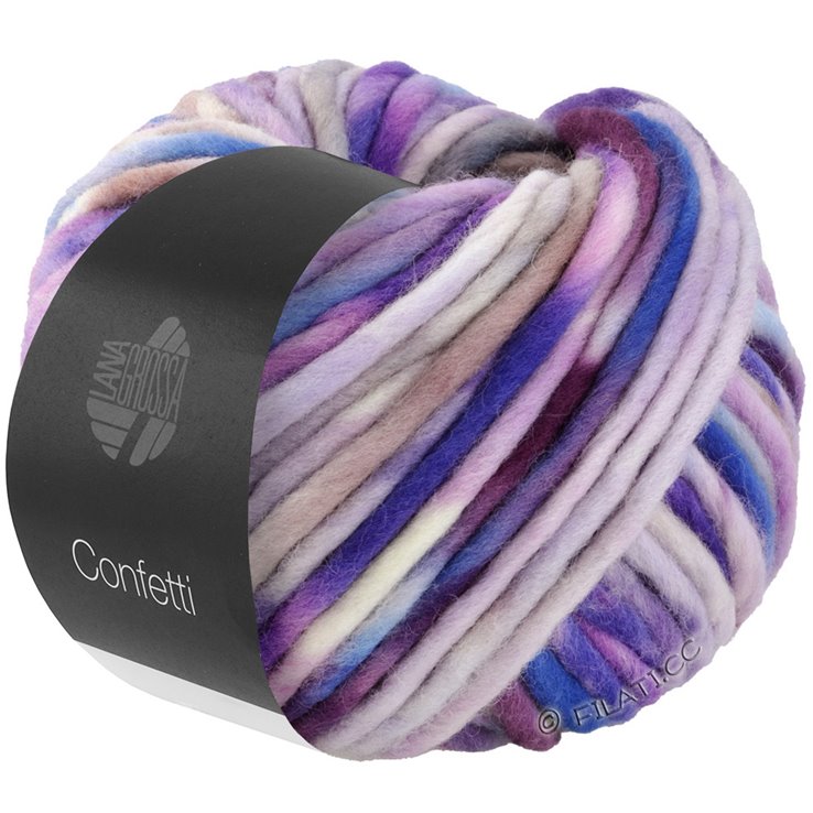 Lana Grossa CONFETTI Print | 14-белый/сине-фиолетовый/неоновая фиалка/сиреневый