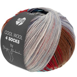 Lana Grossa Cool wool 4 Socks Print II | 7792-тёмно-синий /бирюзовый/красный/коричневый/тёмно-серый