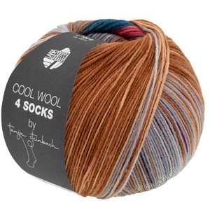Lana Grossa Cool wool 4 Socks Print II | 7798-серо-коричневый/темно джинсовый/серо-коричневый/синяя фиалка/ореховый цвет/амарена красный