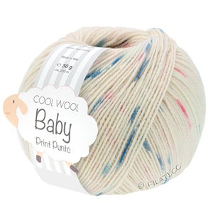Lana Grossa COOL WOOL Baby Uni/Print 50g | 363-бледно-розовый/пинк/светло-серый/серо-голубой