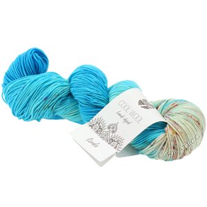 Lana Grossa COOL WOOL  Hand-dyed | 110-лазурь/светло-голубой/чисто-белый/фуксия