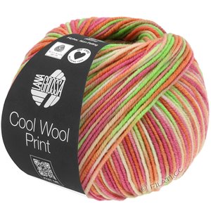 Lana Grossa COOL WOOL  Print | 823-светло-зелёный/розовая гвоздика/оранжевый/персик