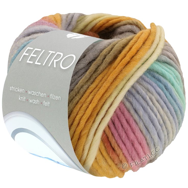 Lana Grossa FELTRO Bosco | 721-ванильный/светло-серый/тёмно-желтый/оранжевый/розовый/светло-голубой/бирюзовый/серо-бежевый