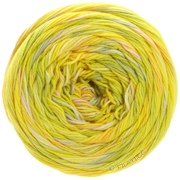 Lana Grossa GOMITOLO DENIM GRAFFITI | 351-жёлтый/фисташковый/лососевый/розовый/светло-серый