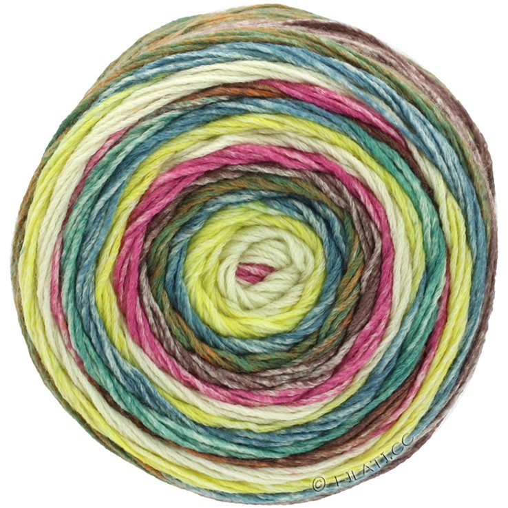 Lana Grossa GOMITOLO MEILENWEIT | 4012-светло-зелёный/зелено-бирюзовый/петроль/тёмно-коричневый/пинк/оранжевый/лимонно-жёлтый