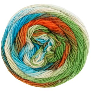 Lana Grossa MEILENWEIT 100g Color Mix Multi | 8012-нефрит/цвет ржавчины/озеро зеленый/синий/светло-голубой/цвет экрю/зелёный