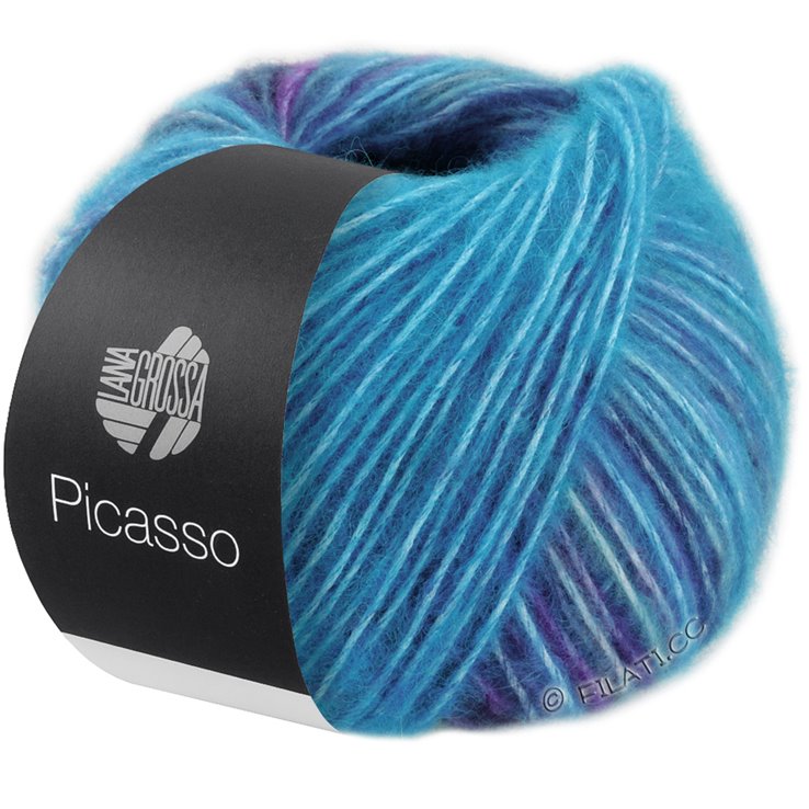 Lana Grossa PICASSO | 03-сине-бирюзовый /петроль синий/королевский/светло синий/серо-синий