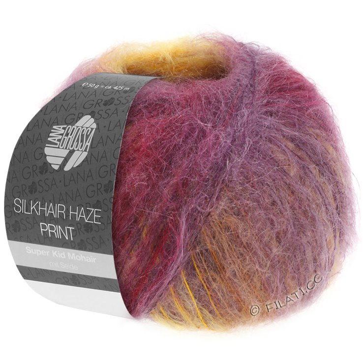 Lana Grossa SILKHAIR HAZE Print | 1201-жёлтый/хаки/баклажановый/ягодный