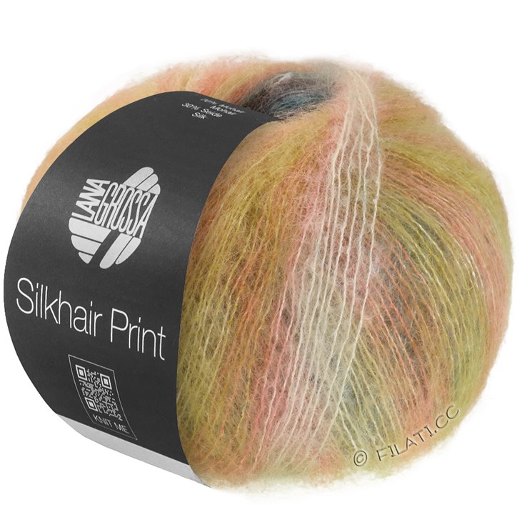 Lana Grossa SILKHAIR PRINT | 440-ванильный/крем/оранжевый/бирюзовый/горчично-желтый/ягодный
