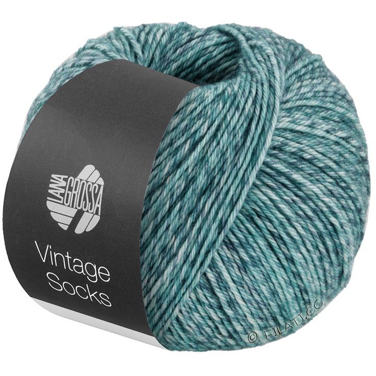 Lana Grossa Vintage Socks | 1003-мята меланжевый/серо-синий меланжевый/джинс меланжевый/петроль меланжевый