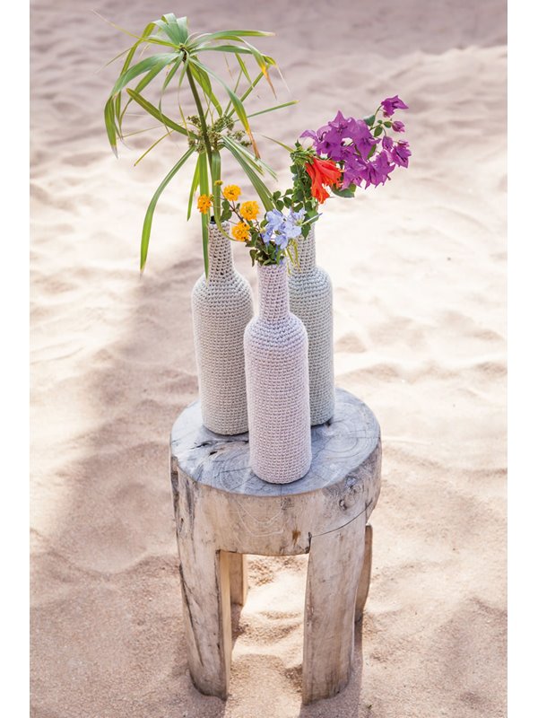 Lana Grossa ЧЕХЛЫ ДЛЯ БУТЫЛОК, ВЫПОЛНЕННЫЕ СТОЛБИКА- МИ БЕЗ НАКИДА