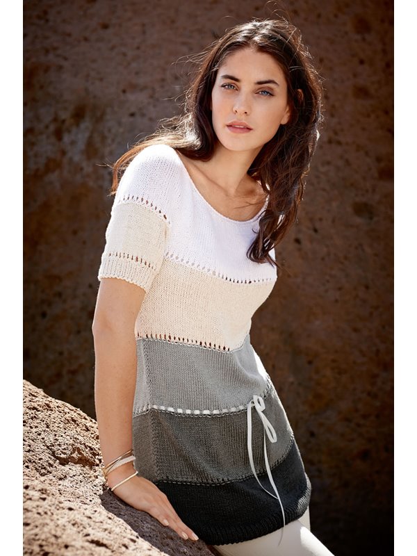 Lana Grossa ПУЛОВЕР В ПОЛОСКУ С КРУГЛОЙ КОКЕТКОЙ Linarte