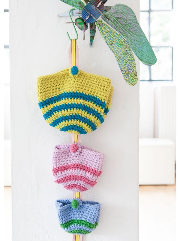 Lana Grossa КОРЗИНОЧКИ, СВЯЗАННЫЕ СТОЛБИКАМИ БЕЗ НАКИДА Mille II