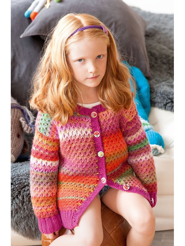 Lana Grossa ЖАКЕТ, СВЯЗАННЫЙ УЗОРОМ СО СНЯТЫМИ ПЕТЛЯМИ Cinque Multi/Cool Wool Big