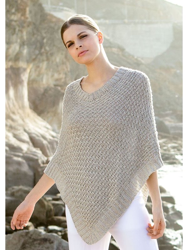 Lana Grossa ПОНЧО, СВЯЗАННОЕ ТКАНЫМ УЗОРОМ С РЕЗИНКОЙ Linarte