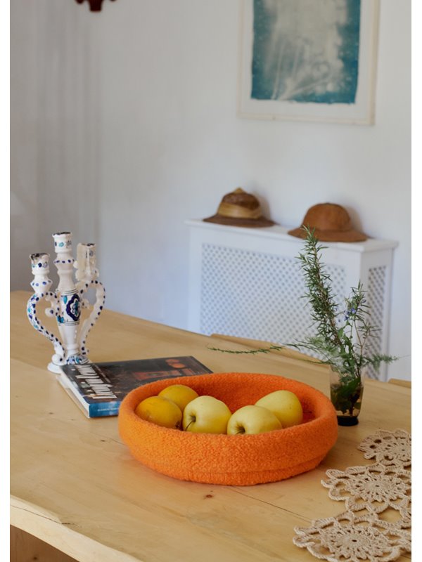 Lana Grossa БЛЮДО ДЛЯ ФРУКТОВ, СВЯЗАННОЕ ЛИЦЕВОЙ ГЛАДЬЮ, С ОТВОРОТОМ Feltro