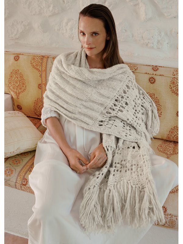 Lana Grossa ПАЛАНТИН ИЗ РЕЗИНКИ С БОРДЮРАМИ, СВЯЗАННЫМИ КРЮЧКОМ Natural Alpaca Pelo