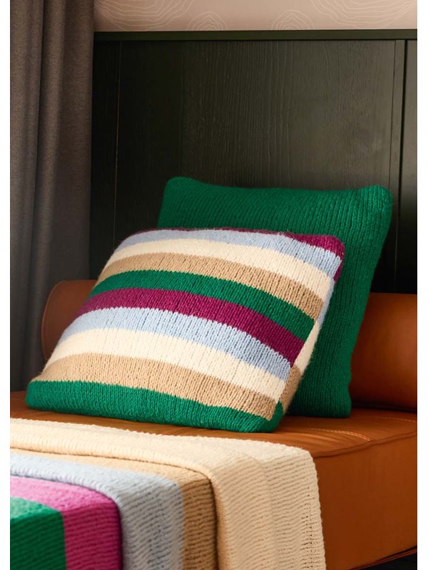 Lana Grossa ДВА ЧЕХЛА ДЛЯ ПОДУШЕК, СВЯЗАННЫЕ ЛИЦЕВОЙ ГЛАДЬЮ Ecopuno Chunky