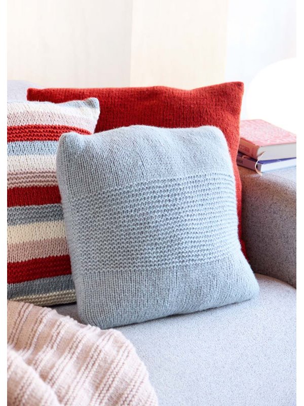 Lana Grossa ЧЕХОЛ ДЛЯ ПОДУШКИ, СВЯЗАННЫЙ ЛИЦЕВОЙ ГЛАДЬЮ И ПЛАТОЧНОЙ ВЯЗКОЙ Alta Moda Cashmere 16