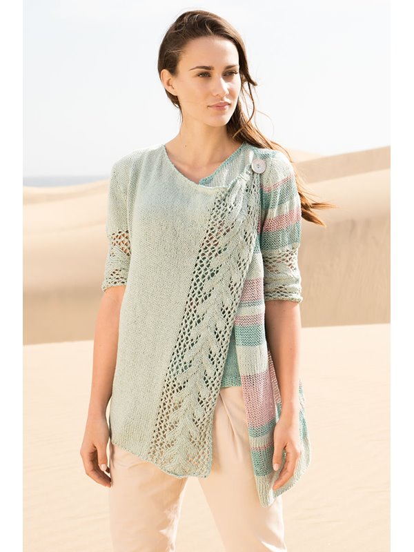 Lana Grossa ПОЛОСАТЫЙ ЖАКЕТ с ажурным бордюром LINARTE, SECONDO