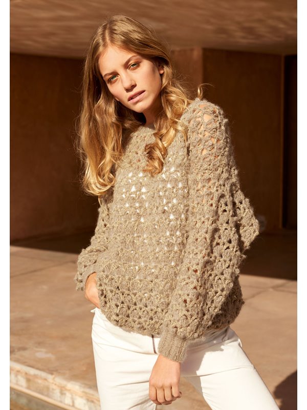 Lana Grossa ПУЛОВЕР, СВЯЗАННЫЙ КРЮЧКОМ УЗОРОМ С РАКУШКАМИ Silkhair/Cresta