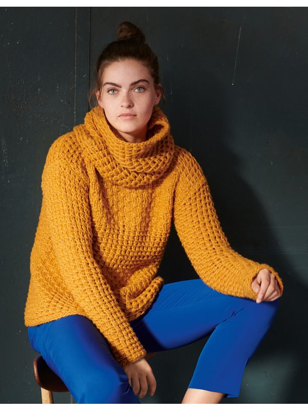 Lana Grossa ПУЛОВЕР, СВЯЗАННЫЙ РЕЛЬЕФНЫМИ УЗОРАМИ С ПРОТЯЖКАМИ Lala Berlin Lovely Cotton