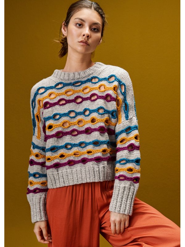 Lana Grossa ПУЛОВЕР, СВЯЗАННЫЙ УЗОРОМ С ОТВЕРСТИЯМИ Alta Moda Cashmere 16