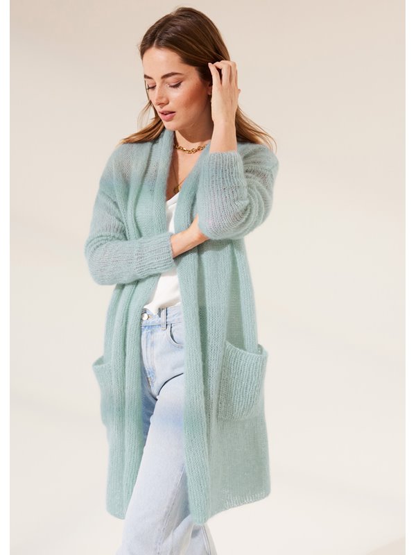 Lana Grossa ПАЛЬТО, СВЯЗАННОЕ ЛИЦЕВОЙ ГЛАДЬЮ Silkhair