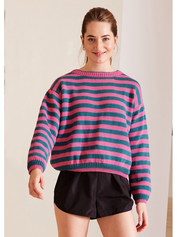 Lana Grossa ПОЛОСАТЫЙ ПУЛОВЕР, СВЯЗАННЫЙ ЛИЦЕВОЙ ГЛАДЬЮ Riserva