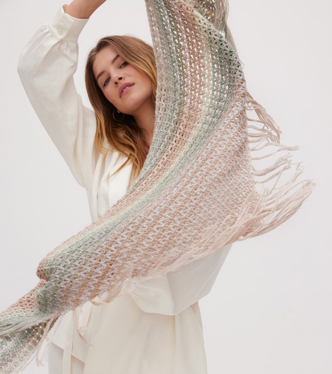 Lana Grossa HÆKLET TREKANTTØRKLÆDE Cotonella - Hækleopskrift (SE)