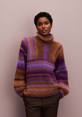 Lana Grossa СВИТЕР, СВЯЗАННЫЙ РЕЗИНКОЙ В ПРОДОЛЬНОМ И ПОПЕРЕЧНОМ НАПРАВЛЕНИИ Gigante