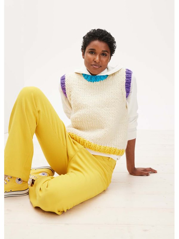 Lana Grossa ЖИЛЕТ, СВЯЗАННЫЙ ЛИЦЕВОЙ ГЛАДЬЮ Confetti