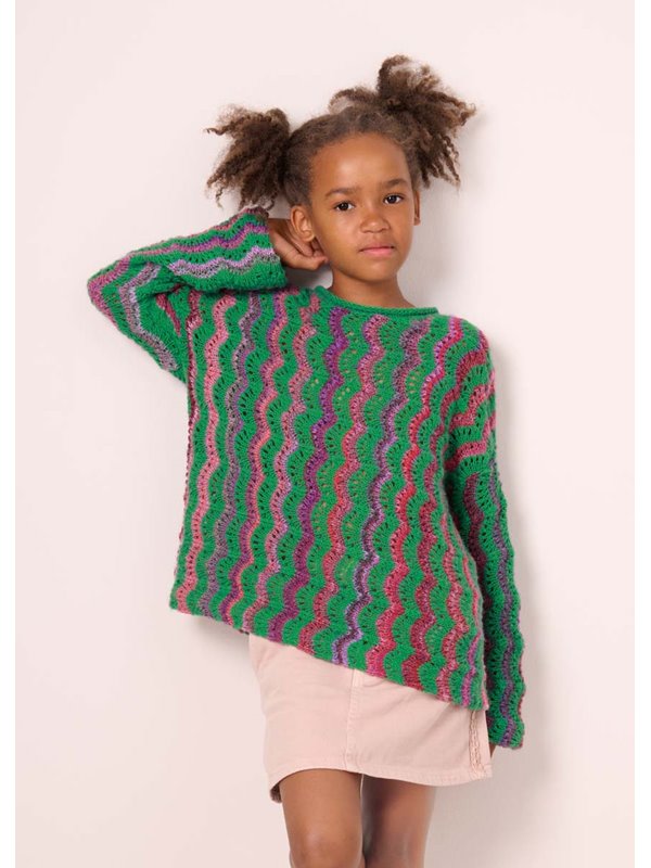 Lana Grossa СВЯЗАННЫЙ ПОПЕРЕК ДЖЕМПЕР Colorissimo & Ecopuno