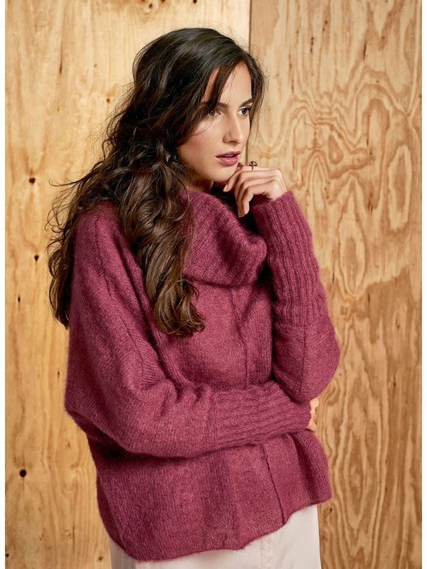 Lana Grossa ПУЛОВЕР С РУКАВОМ «ЛЕТУЧАЯ МЫШЬ» И ВЫСОКИМ ВОРОТНИКОМ Silkhair