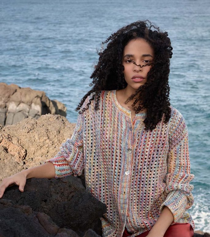 Lana Grossa JAKKE Cotonella Multi - Strikkeoppskrift (NO)